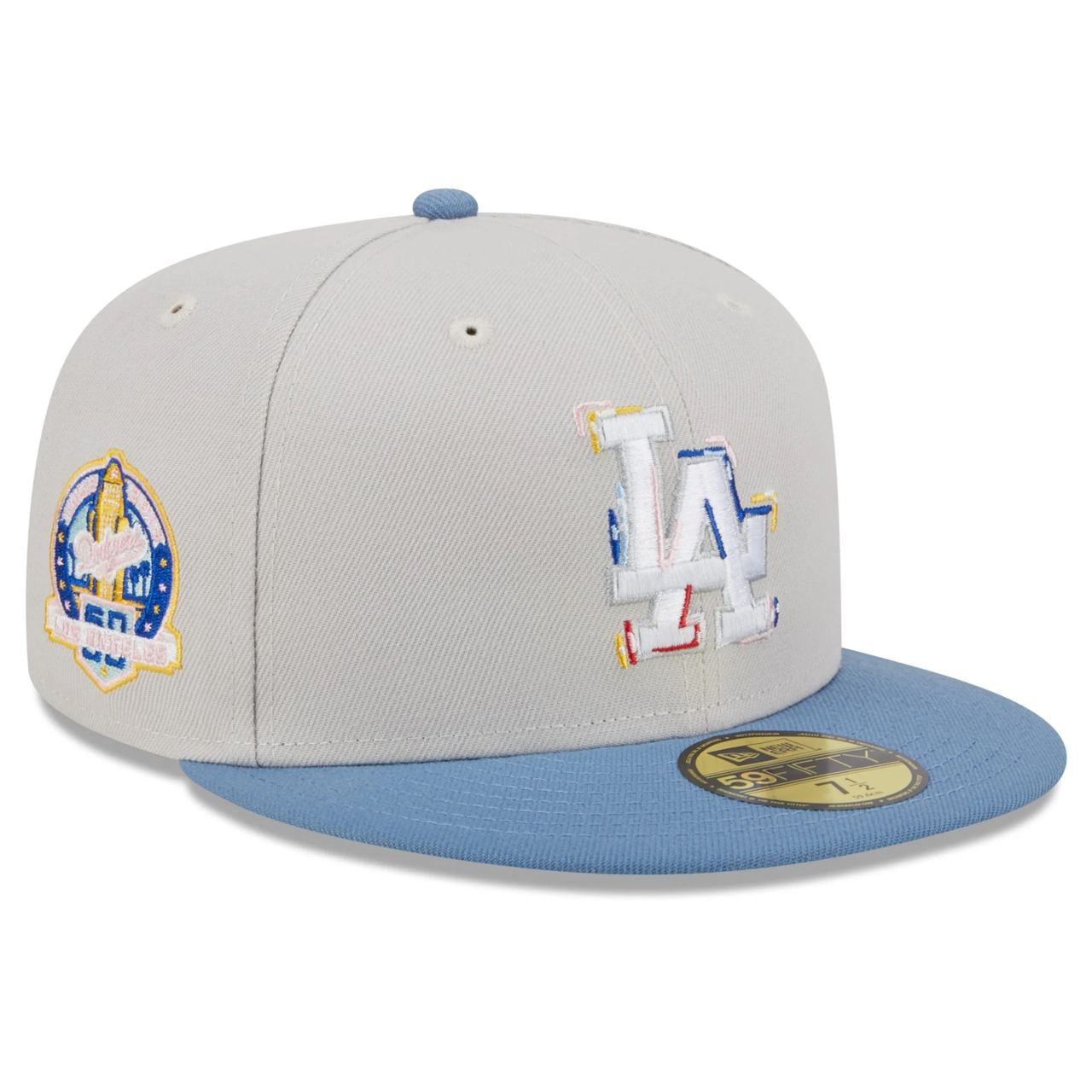 Бейсболка 59FIFTY MLB LOS ANGELES DODGERS COLOR BRUSH 60TH ANNIVERSARY СЕРАЯ/ГОЛУБАЯ