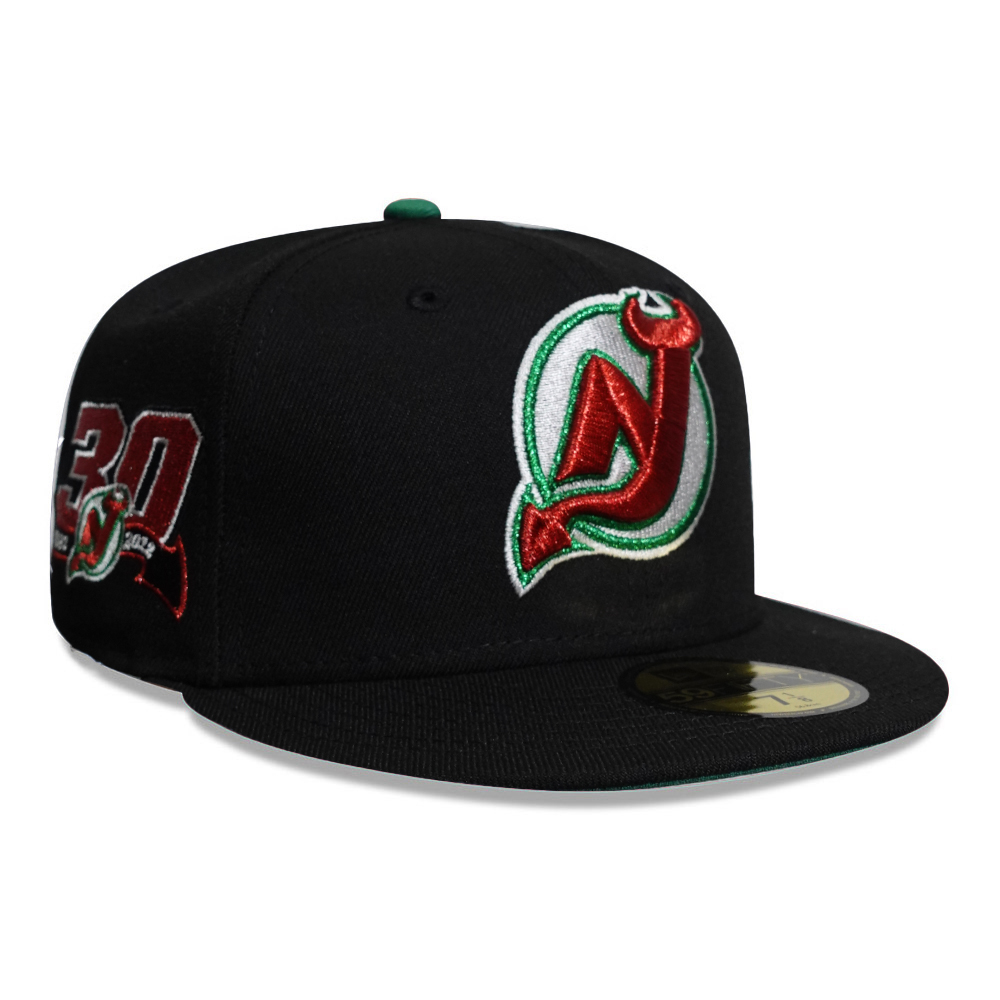 Бейсболка 59FIFTY NHL NEW JERSEY DEVILS BLACK KELLY GREEN UV