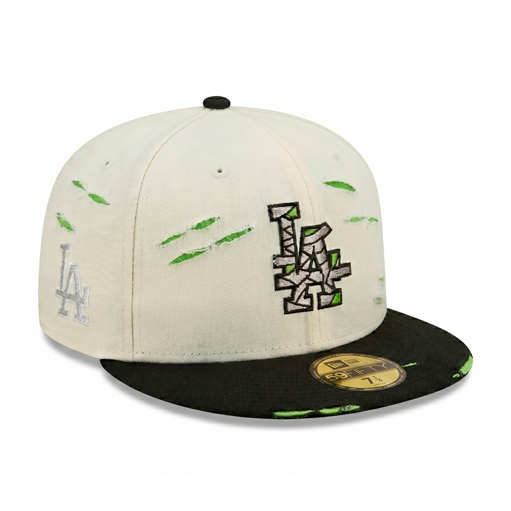 Бейсболка NEW ERA 59FIFTY MLB LOS ANGELES DODGERS MUMMIFIED КРЕМОВАЯ / НЕОНОВАЯ