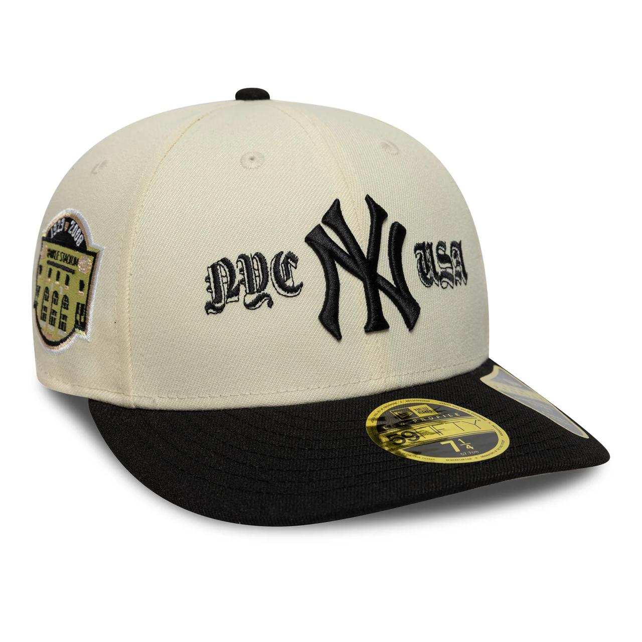 Бейсболка New Era 59FIFTY LOW PROFILE MLB NEW YORK YANKEES бежевая, черный козырек, серый низ