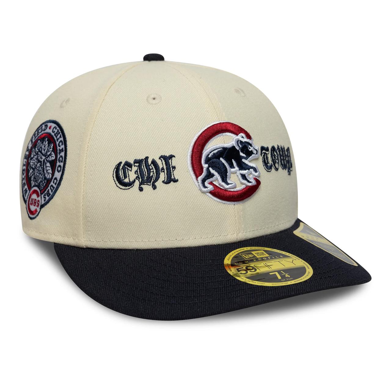 Бейсболка New Era 59FIFTY LOW PROFILE MLB CHICAGO CUBS бежевая, черный козырек, серый низ