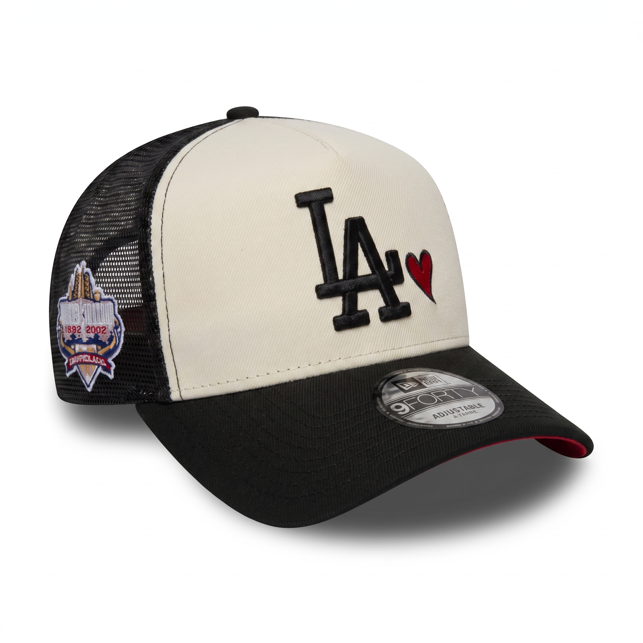 Бейсболка New Era A-FRAME TRUCKER MLB LOS ANGELES DODGERS бежевый, черный, красный низ