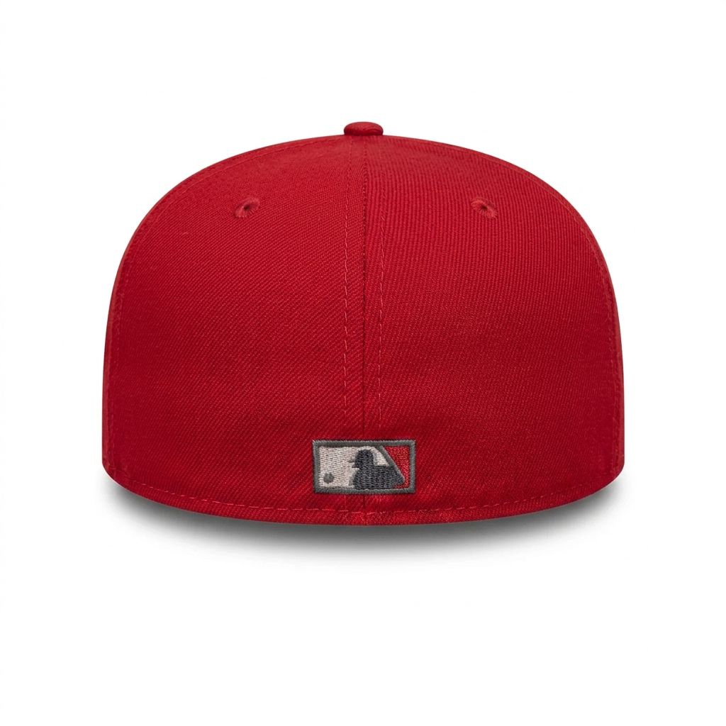 Бейсболка NEW ERA 59FIFTY MLB ANAHEIM ANGELS КРАСНАЯ / ЧЕРНАЯ / СЕРЫЙ НИЗ