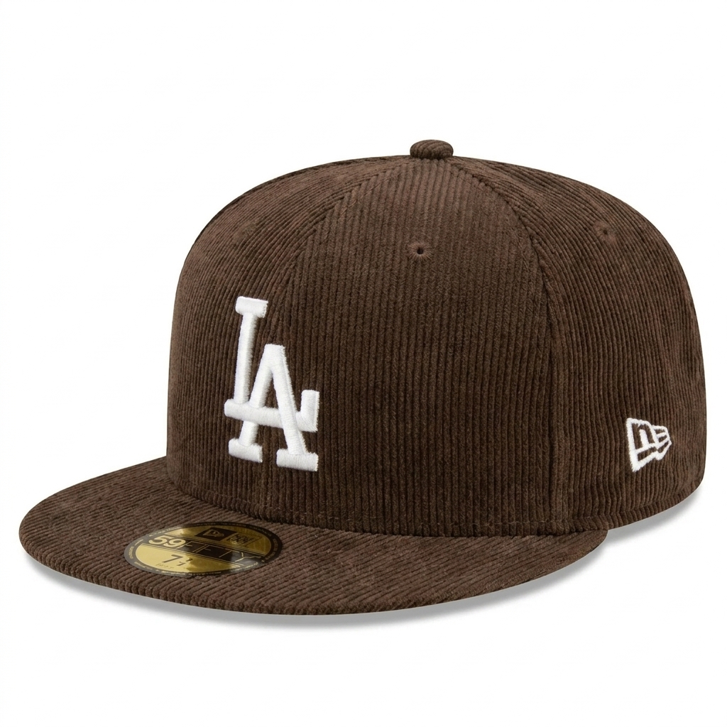 Бейсболка New Era 59FIFTY MLB LOS ANGELES DODGERS CORDUROY коричневый, бордовый низ