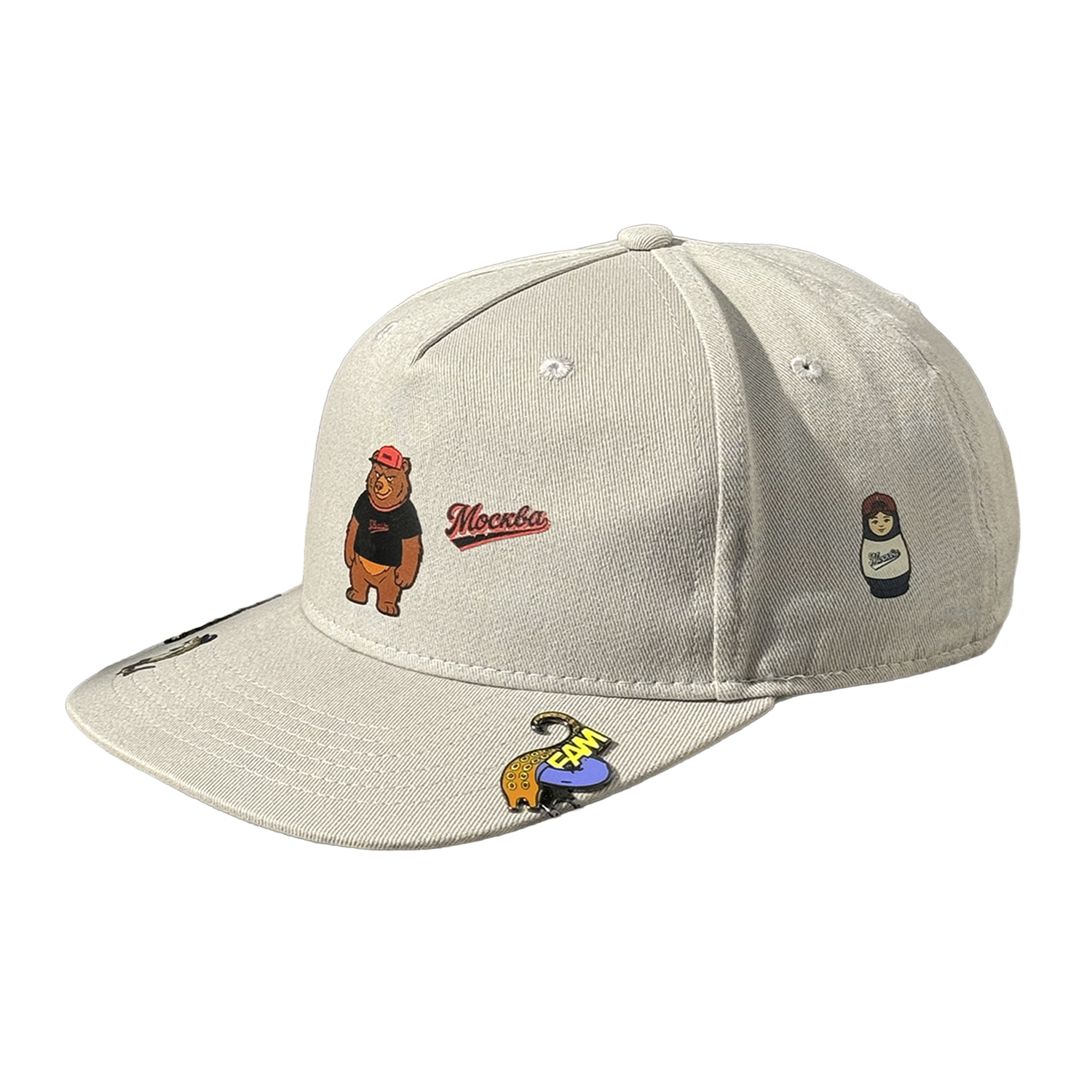 Бейсболка FAM.CAP CUSTOM SNAPBACK 5 PANEL СЕРАЯ / ЗЕЛЕНЫЙ НИЗ