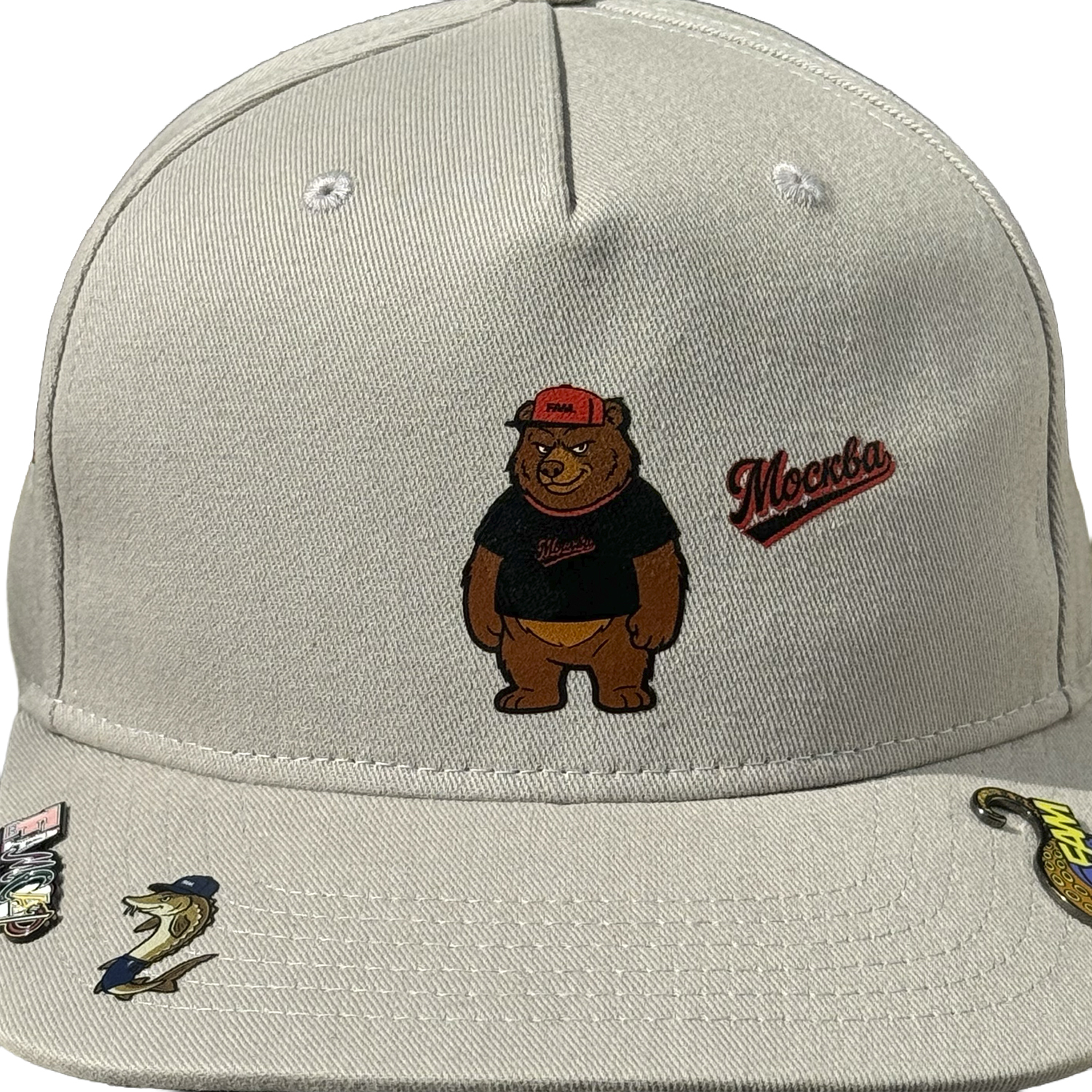 Бейсболка FAM.CAP CUSTOM SNAPBACK 5 PANEL СЕРАЯ / ЗЕЛЕНЫЙ НИЗ