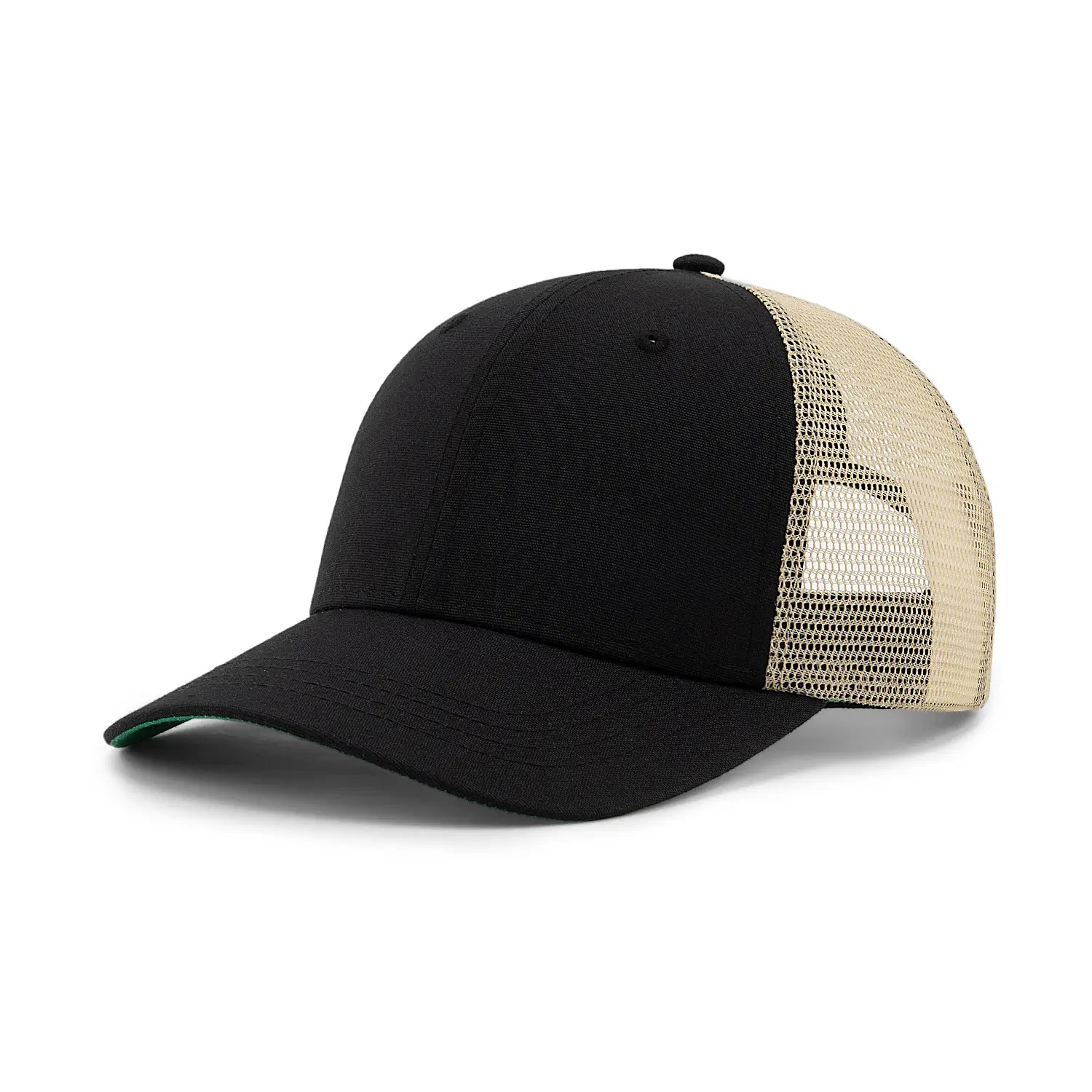 Бейсболка FAM.CAP TRUCKER 6 PANEL BLANK ЧЕРНАЯ / БЕЖЕВАЯ / ЗЕЛЕНЫЙ НИЗ