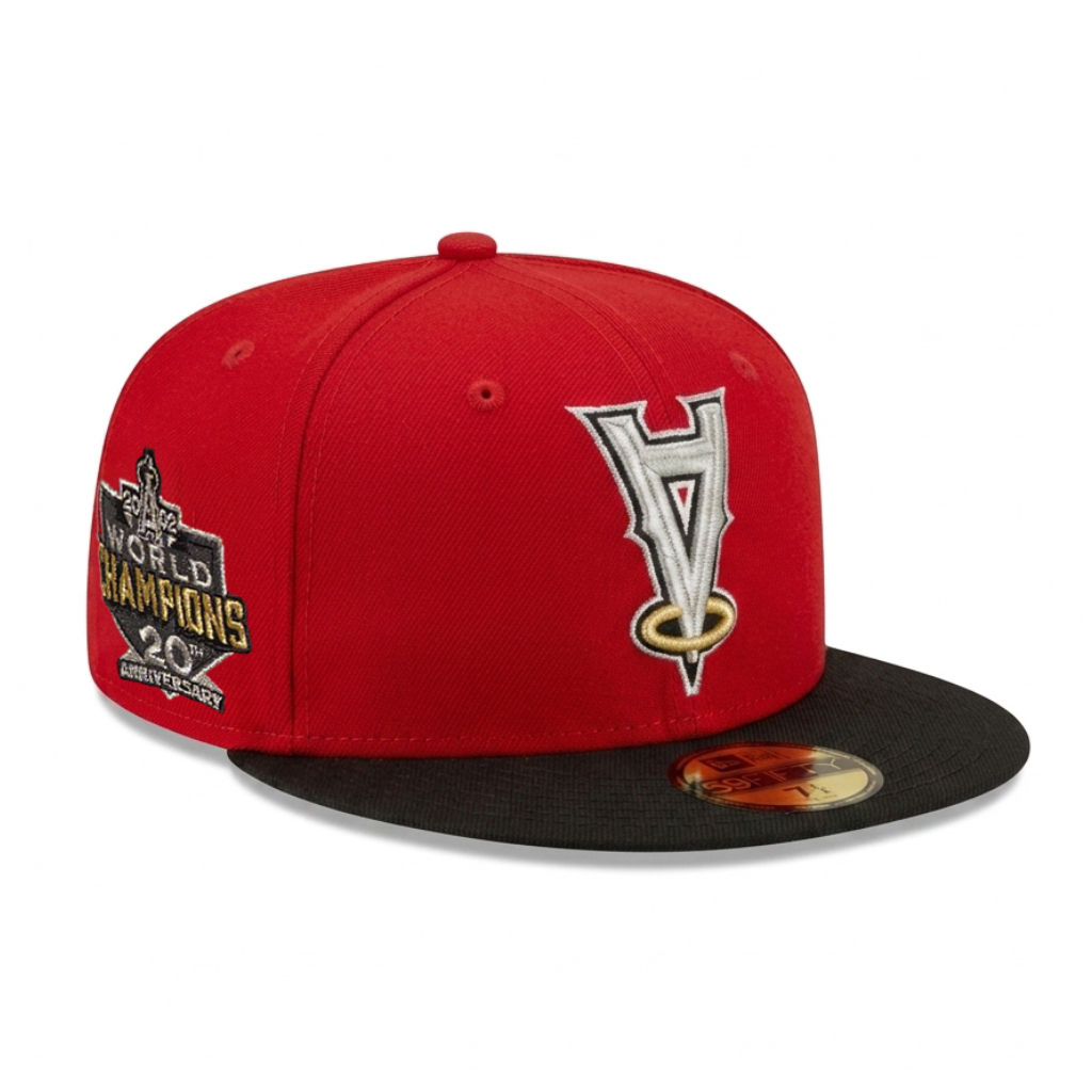 Бейсболка NEW ERA 59FIFTY MLB ANAHEIM ANGELS КРАСНАЯ / ЧЕРНАЯ / СЕРЫЙ НИЗ