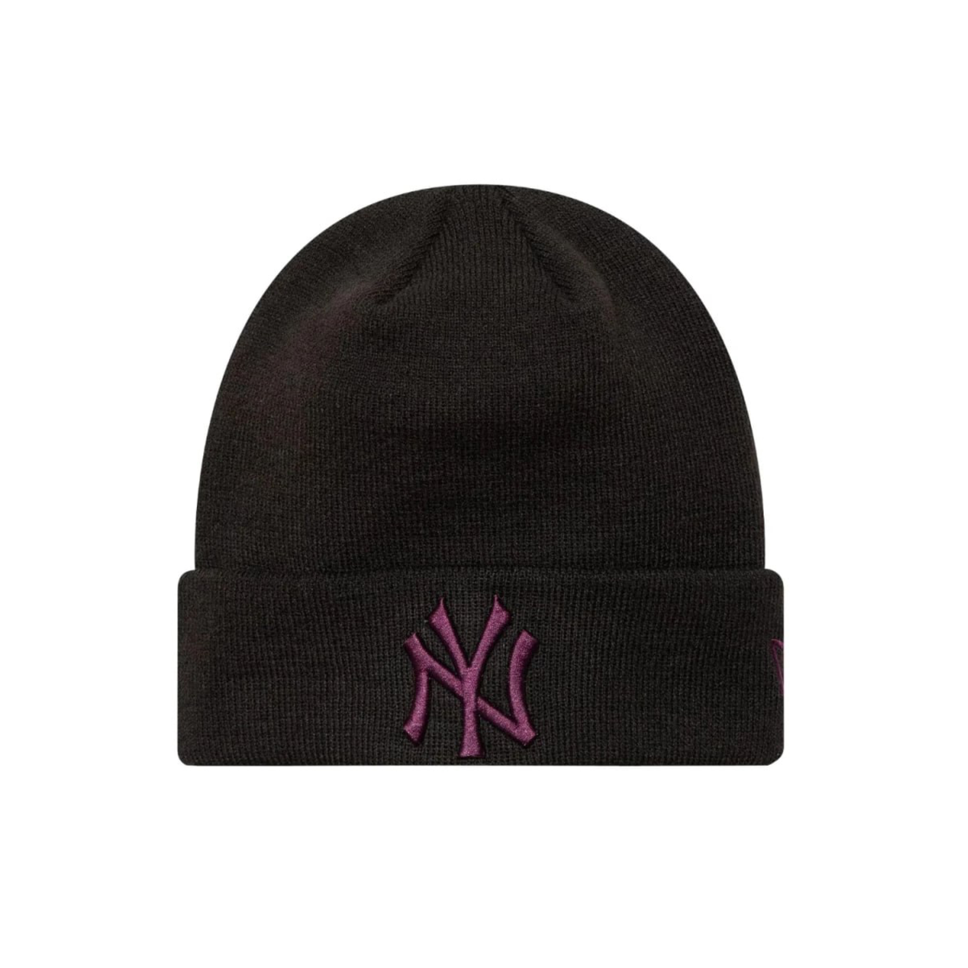 Шапка NEW ERA BEANIE KNIT MLB NEW YORK YANKEES ЧЕРНАЯ / ФИОЛЕТОВАЯ