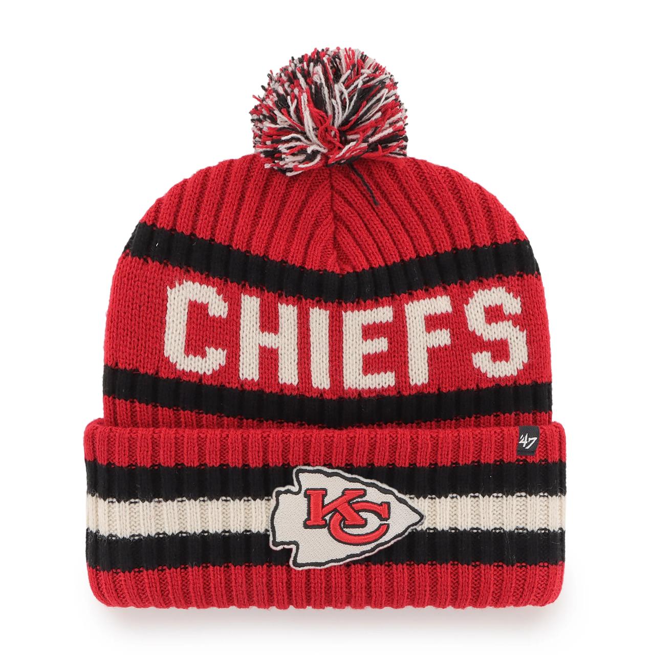 Шапка '47 CUFF KNIT BEANIE NFL KANSAS CITY CHIEFS красная, черные полосы