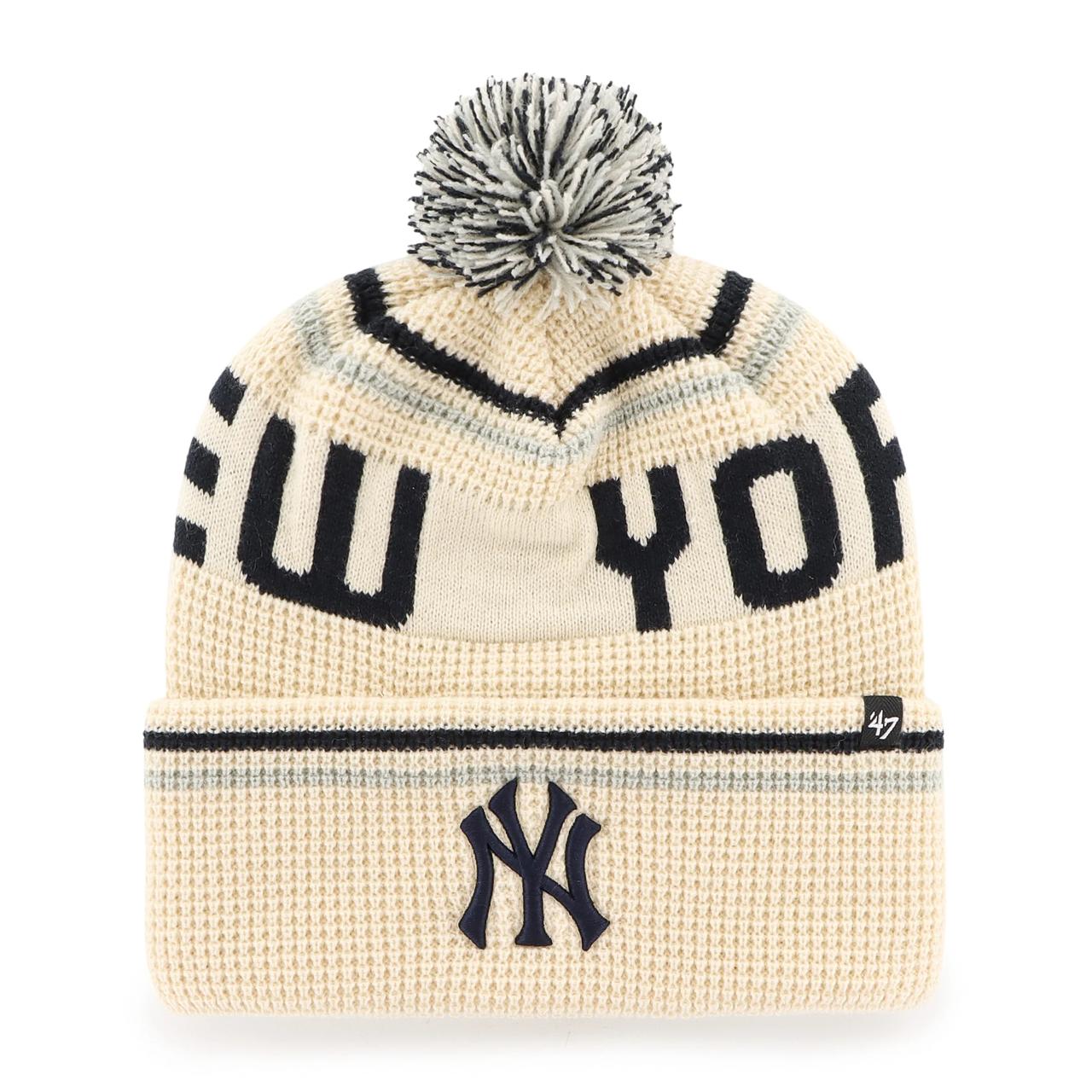 Шапка '47 CUFF KNIT BEANIE MLB NEW YORK YANKEES бежевая, полосатая